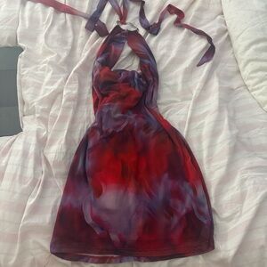 Mystique Boutique Red and Purple Mini Dress